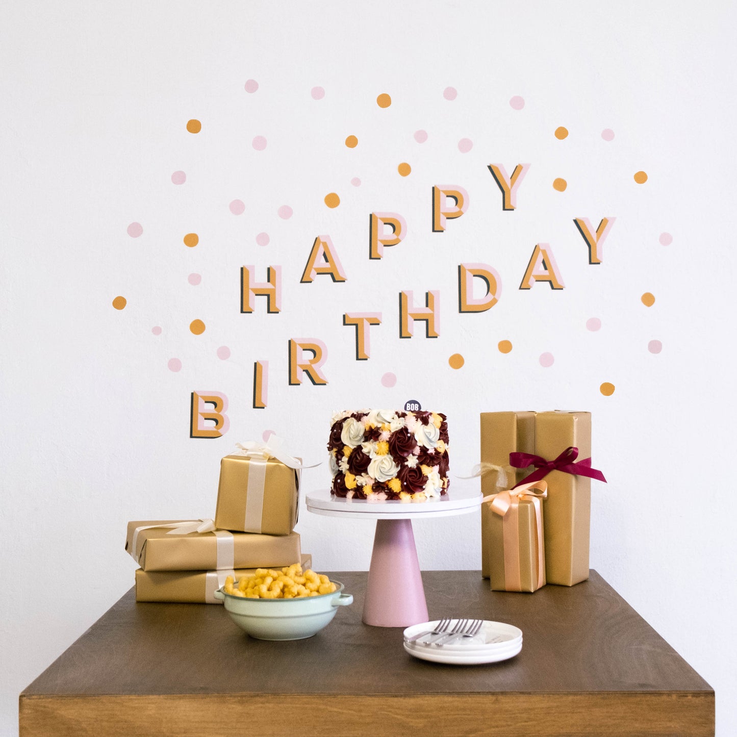 HAPPY BIRTHDAY (Cheery Palette) Removable Wall Decal