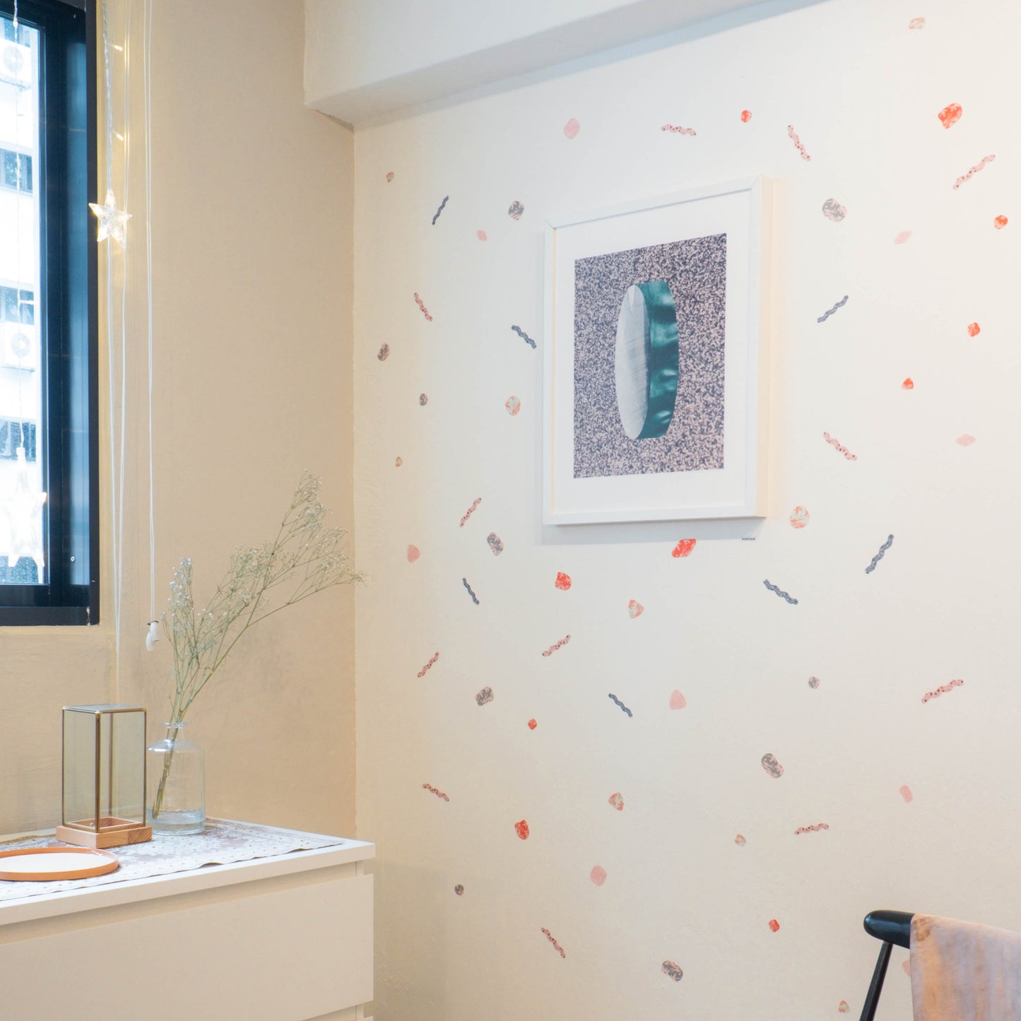 Set of 2 - Terrazzo Squiggly Shapes & Marble Shapes Removable Wall Decal