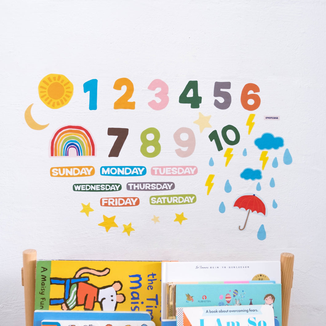 Numbers, Days, & Weather Removable Wall Decal