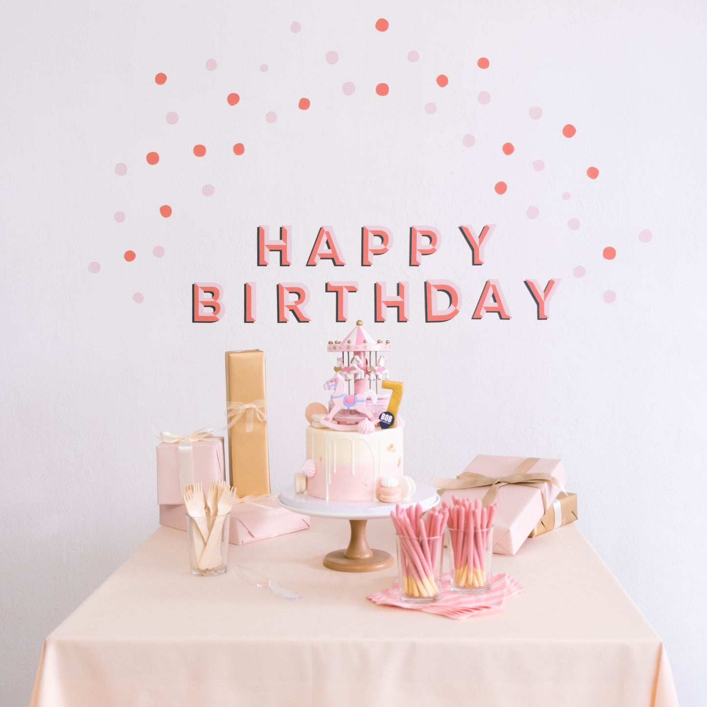 HAPPY BIRTHDAY (Pinksome Palette) Removable Wall Decal